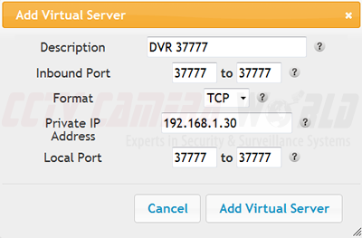 CCTV Port Forwarding & Static IP or non standard IP setup 