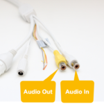 Audio-in and Audio-out connections on a security camera