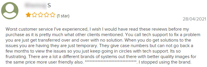 An example complaint about Lorex on their BBB profile
