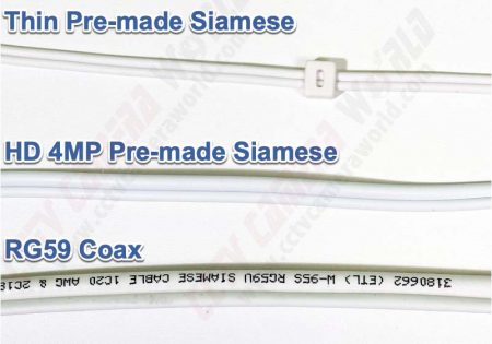 comparison between thin, hd 4mp, and rg59 siamese coax wires