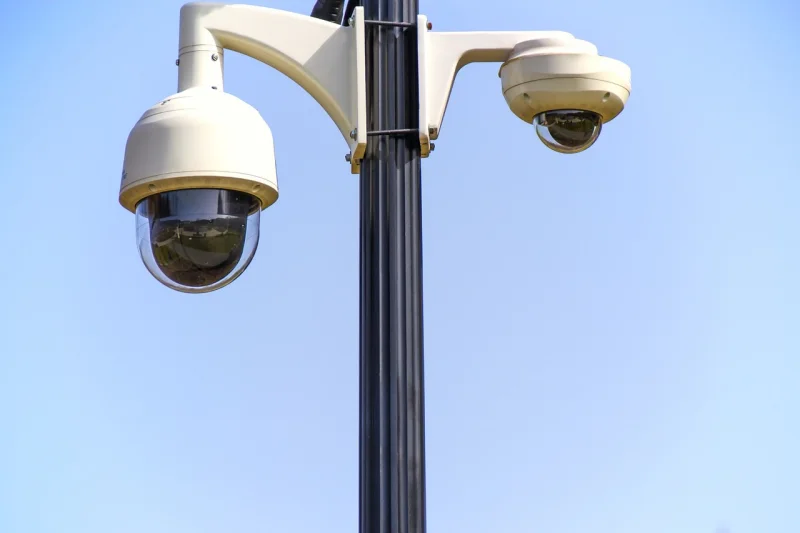 Two PTZ cameras on a pole