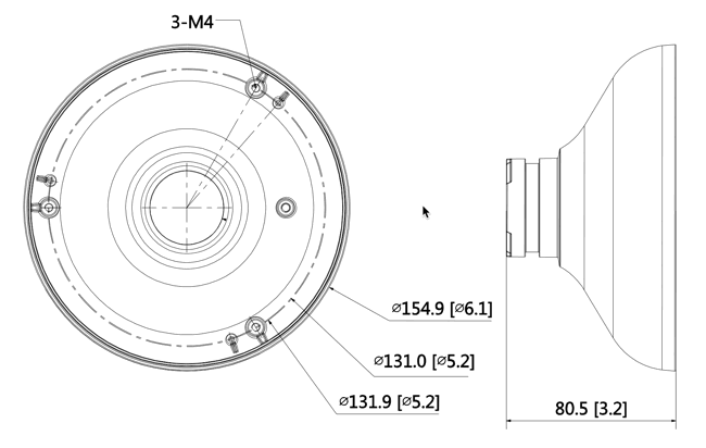 dimensions of JB105 adapter plate for Fisheye cameras