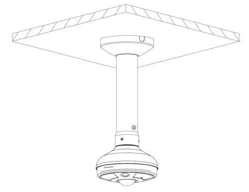 diagram of how JB105 adapter plate is used with JB300C ceiling mount