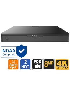 16 Channel 4K NVR with 2 SATA HDD Bays, NDAA Compliant