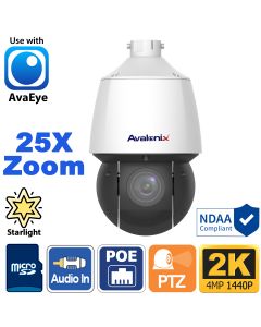 2K 4MP 25X Starlight Network Pan Tilt Zoom Dome Camera with Auto Tracking, PTZIR2K25