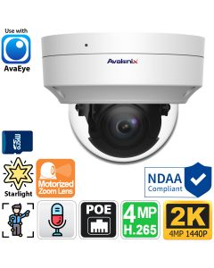 4MP Starlight Dome Security Camera with Motorized Zoom, built-in microphone, IP2KDMZA