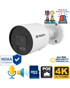 4K Active Deterrence Bullet Camera, PoE, Two-Way Audio, Face Recognition
