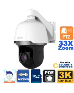 Auto Tracking 3K PTZ Camera, 5MP, 33X Zoom, 500ft Night Vision