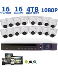 16-Channel NVR Security System, 16 1080P Outdoor Dome Cameras