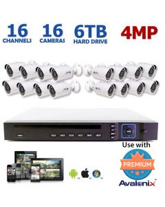 4MP 16-Channel IP Camera System, 16 4MP Bullet Cameras