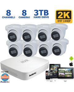 8 Channel IP NVR System, 4MP Vandal Proof Dome Cameras