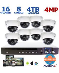 4 Megapixel 16 Channel IP System, 8 4MP Dome Cameras