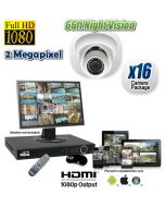 2 Megapixel 16 Dome Camera HDCVI System