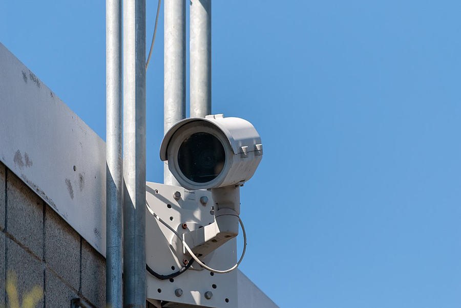 Security Camera mounted on building